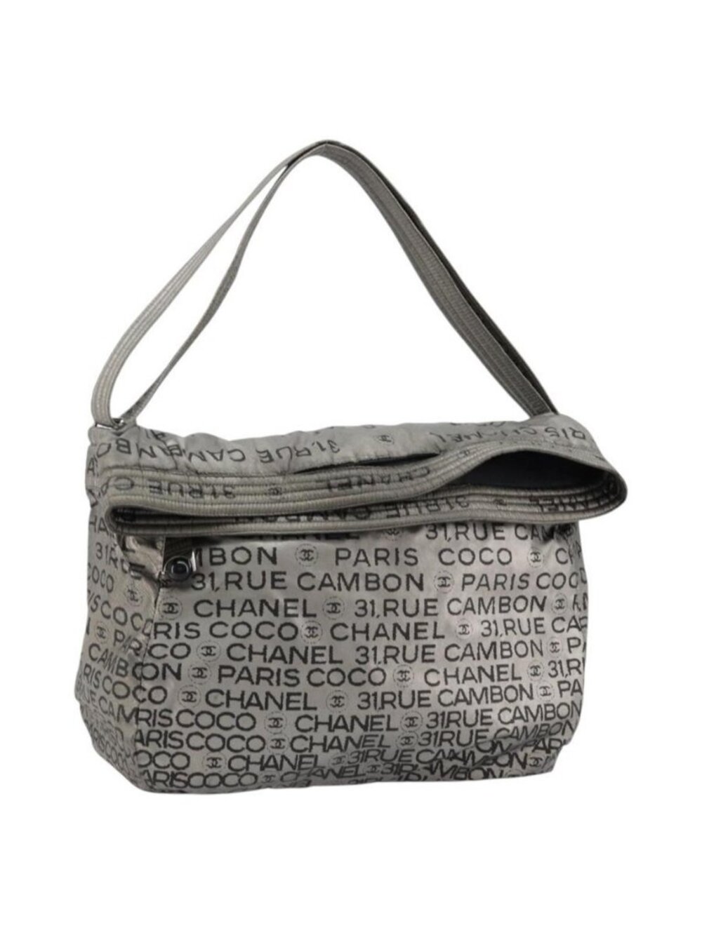 Authentic CHANEL Unlimited Shoulder Bag Coated Canvas 2way Silver CC - Picture 1 of 16